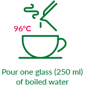 Zielona ikona wlej gorącą wodę 96 stopni
