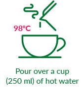 Zielona ikona wlej gorącą wodę 98 stopni