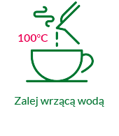 Zielona ikona wlej wrzącą wodą 100 stopni