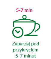 Zielona ikona przykryj i zaparzaj 5-7 minut