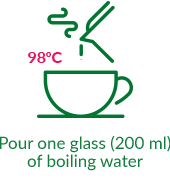 Zielona ikona wlej gorącą wodę 98 stopni
