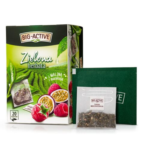 Big Active herbata zielona z maliną i marakują