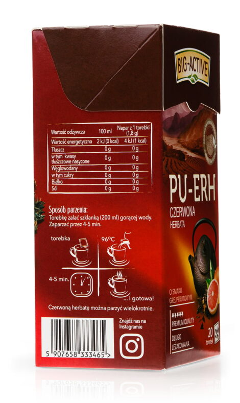 Big-Active - Pu-Erh - Herbata czerwona o smaku grejpfrutowym 20 tb (ekspresowa)
