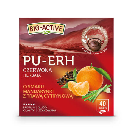 Big-Active - Pu-Erh - Herbata czerwona o smaku mandarynki z trawą cytrynową 40 tb (ekspresowa)
